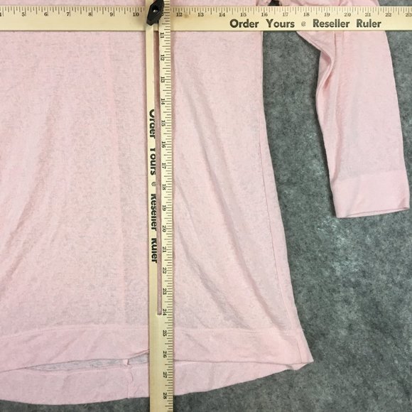 LOFT Sweater XS Solid Pink V Neck Slub Knit Semi Sheer Career Casual 7/8 Sleeve - Picture 5 of 11